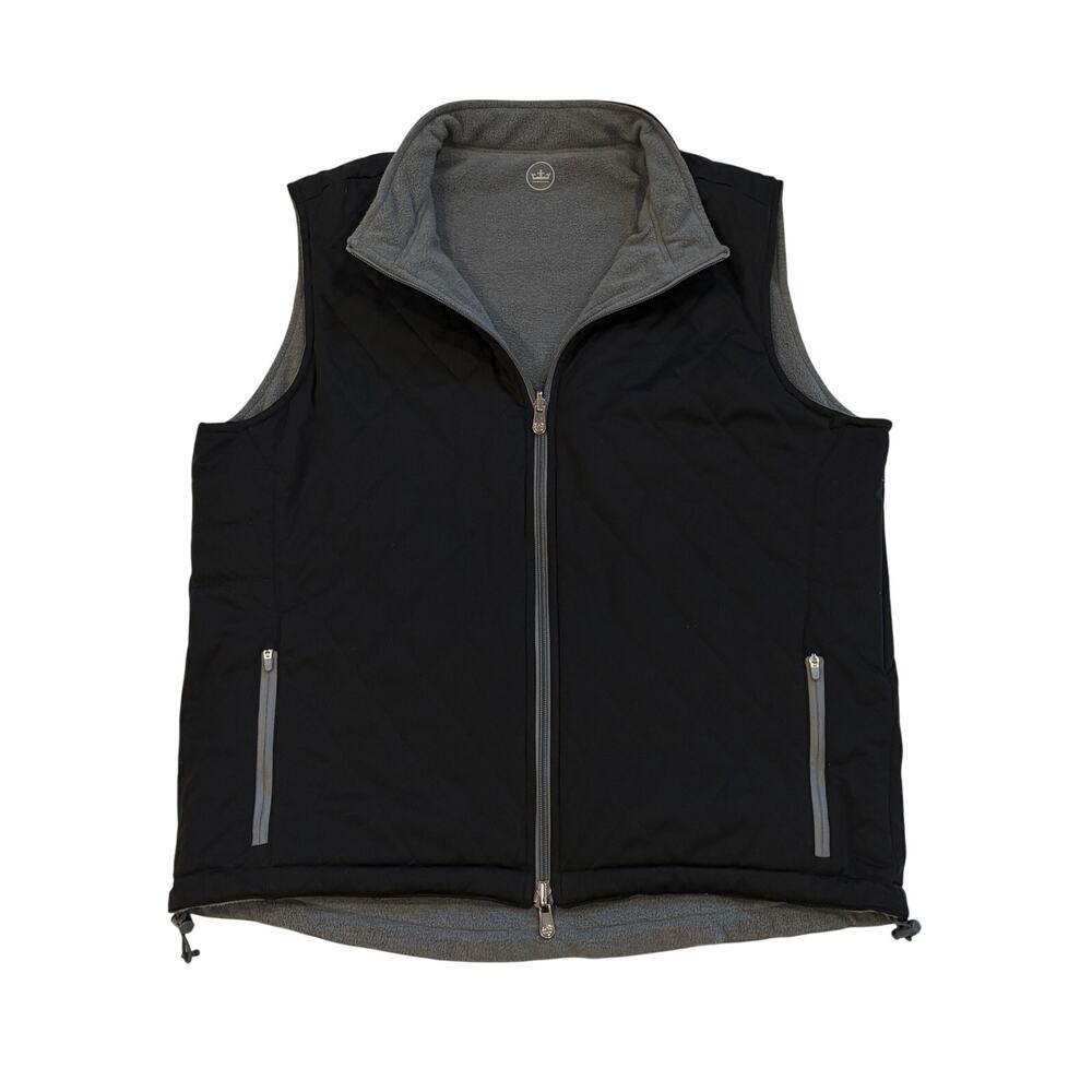 Peter Millar Reversible Diamond Quilted Fleece Golf Vest Jacket Mens Large Black